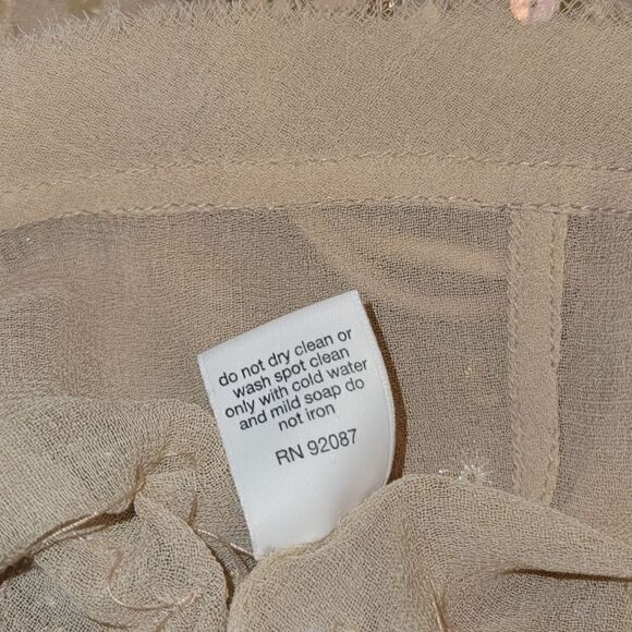 NWT Adrianna Papell Champagne Sheer Beaded Sequin Sleeveless Top Blouse S - Picture 10 of 16